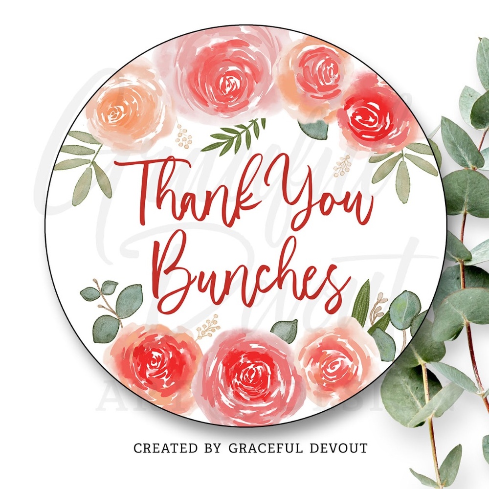 Thank You Bunches - 2" (inches) Round  (96ct.) Stickers